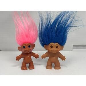 Vintage 6" Troll Doll Neon Pink Electric Blue Hair
